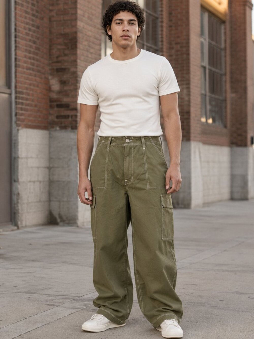 True Religion Bobby Baggy Cargo Pant Men 36X32 Kalamata Olive Green Y2K Baggy